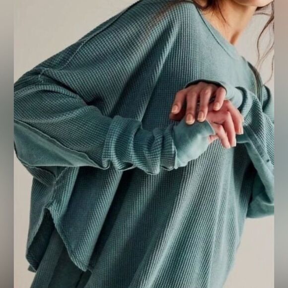 Free People Green Oversized Long Sleeve Sweatshirt - Picture 7 of 8